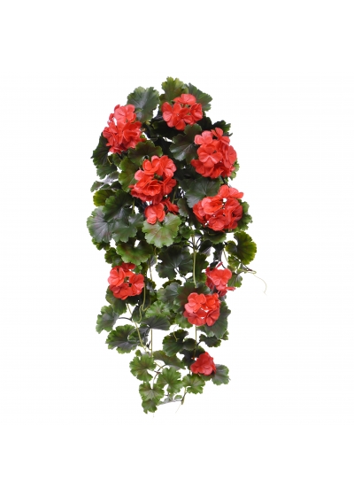 Geranio Pendente Artificiale 65cm UV Rosso