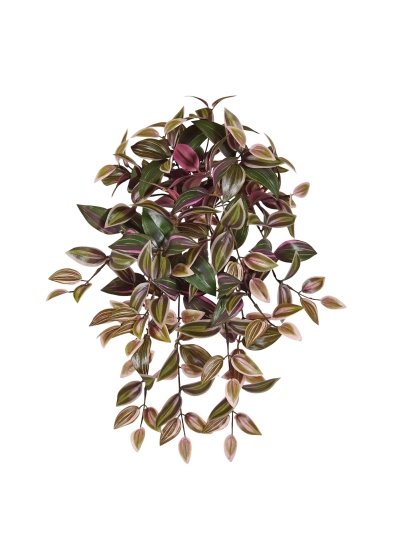 Tradescantia Pianta Pendente Artificiale Verde/Rosso 50cm