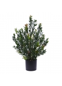 Bosso siepe Artificiale 50cm Verde/Rosso