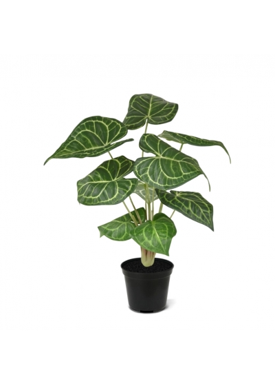 Anthurium Clarinervium Pianta Artificiale 35cm in vaso