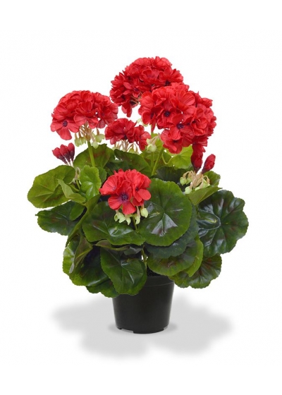 Geranio Pianta Artificiale in vaso 40cm - Rosso