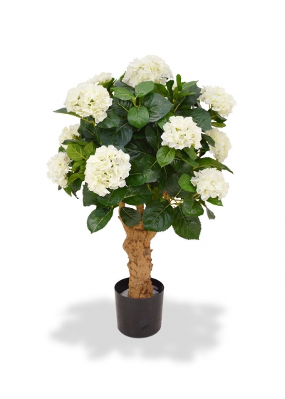 Ortensia Deluxe Pianta Artificiale su tronco 90cm - Crema