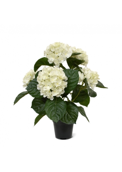 Ortensia Pianta Artificiale 40cm Crema in vaso