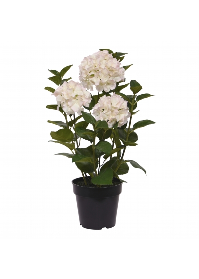 Ortensia Pianta Artificiale in vaso 65cm Bianco