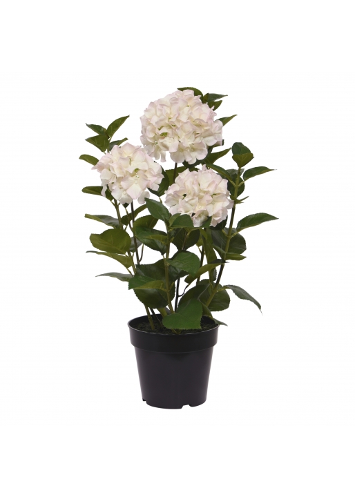 Ortensia Pianta Artificiale in vaso 65cm Bianco