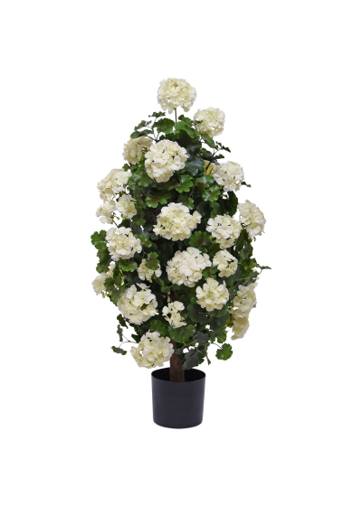 Geranio piramide Pianta Artificiale 110cm - UV Resistente Crema