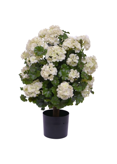 Geranio sfera Pianta Artificiale 50cm - UV Resistente Crema