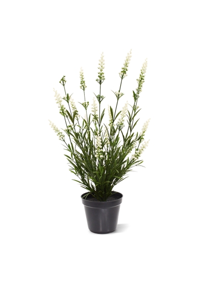 Lavanda Pianta Artificiale 50cm in vaso - Bianco - UV Resistente