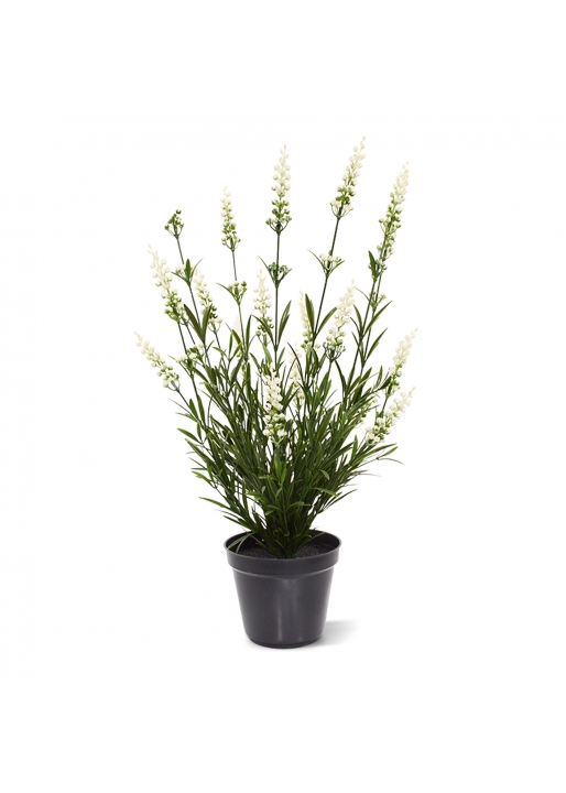 Lavanda Pianta Artificiale 50cm in vaso - Bianco - UV Resistente