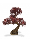 Ming Aralia Bonsai UV Bordeaux Albero Artificiale su base 90cm