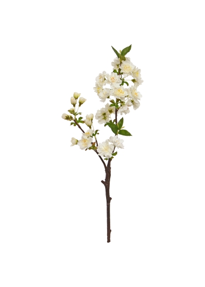Ramo di fiori di prugno Artificiale 48cm Crema