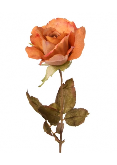 Ramo di Rosa Alice Artificiale 60cm Arancione