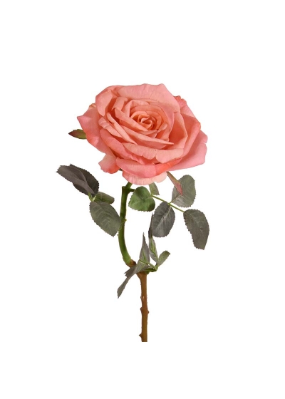 Ramo di Rosa Elizabeth Artificiale 65cm Rosa Salmone
