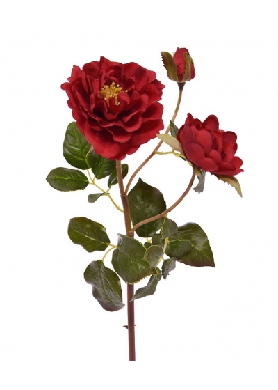 Rosa ramo Ruffle Artificiale 50cm Rosso