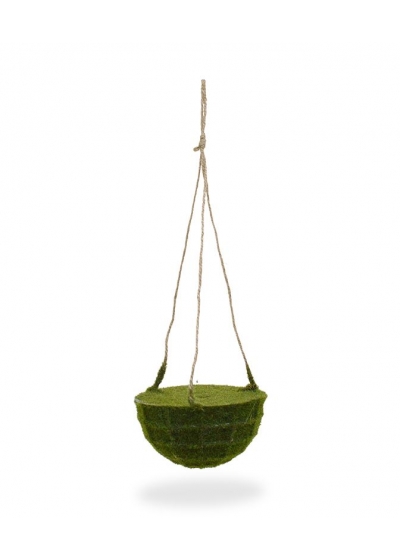 Cesto appeso con muschio Artificiale 15cm con corda