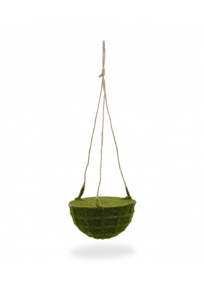 Cesto sospeso di muschio artificiale di 15 cm su corda