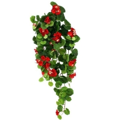Geranio artificiale sospeso 90 cm - rosso