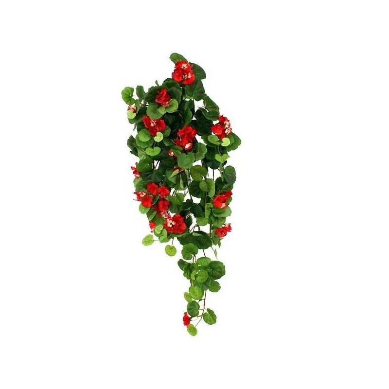Geranio artificiale sospeso 90 cm - rosso