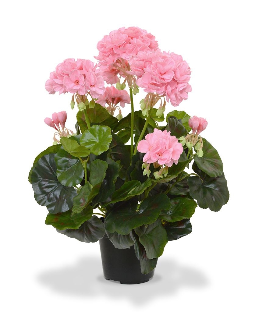 Geranio artificiale in vaso 40 cm - rosa