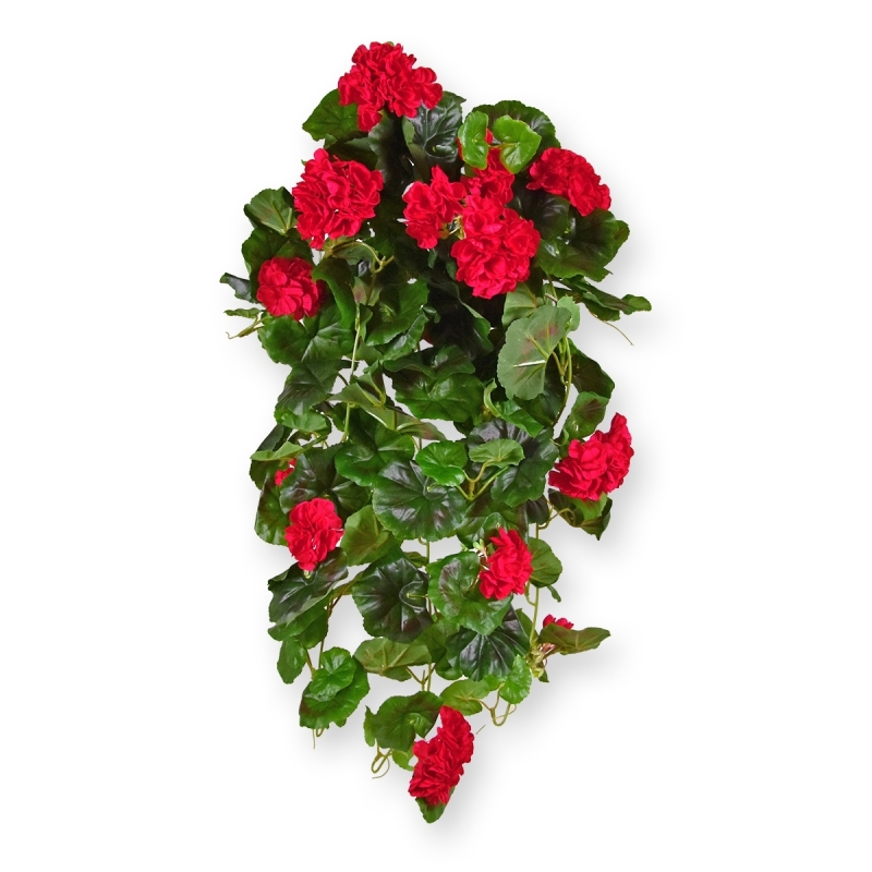 Geranio artificiale sospeso deluxe 70cm rosso