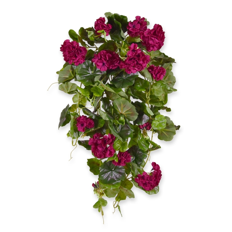 Geranio artificiale sospeso deluxe 70cm burgundy