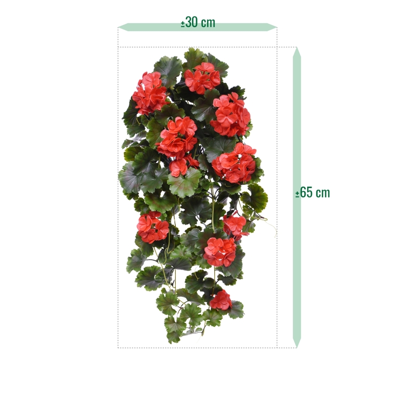 Arte Geranio Appeso 65cm UV Rosso