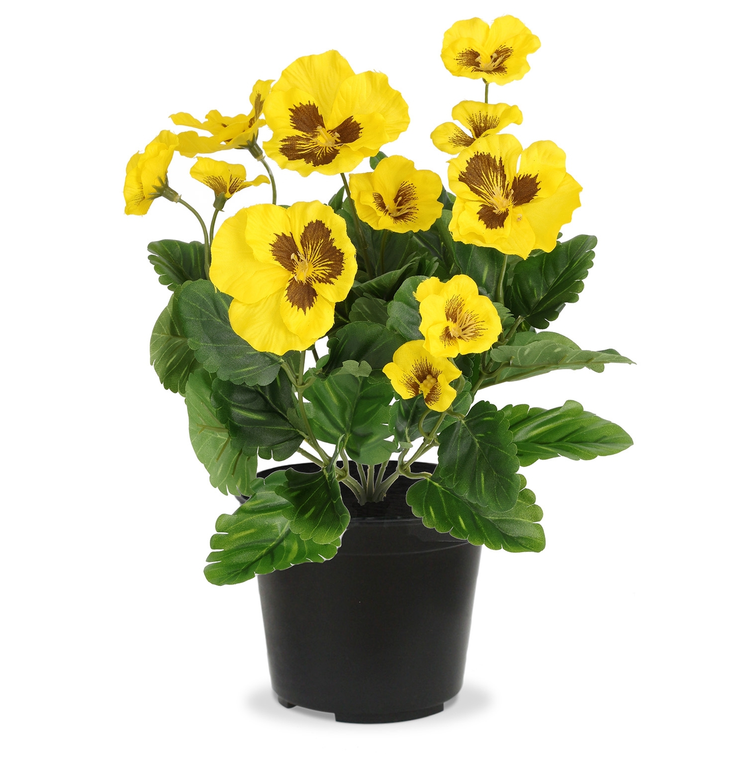 Pianta di Viola Artificiale 25 cm Gialla in Vaso