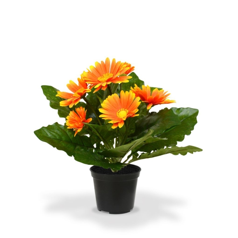Pianta artificiale di gerbera in vaso 30 cm - arancione