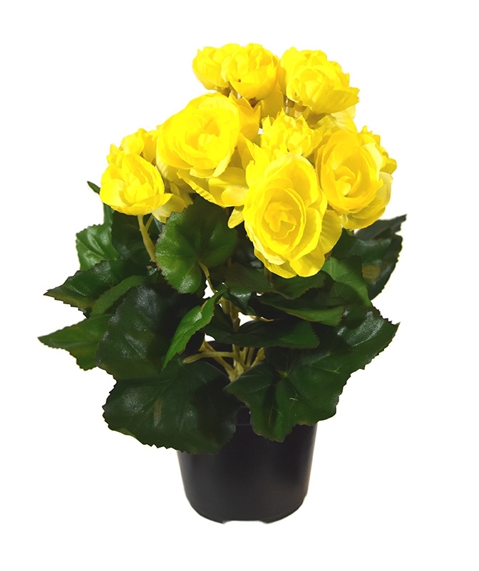 Begonia artificiale in vaso 20cm - giallo