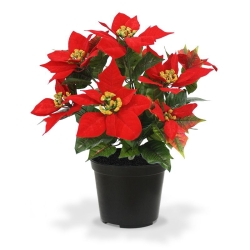 Pianta artificiale Poinsettia in vaso 40cm - rosso