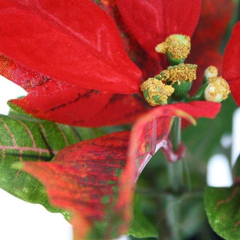 Pianta artificiale Poinsettia in vaso 40cm - rosso