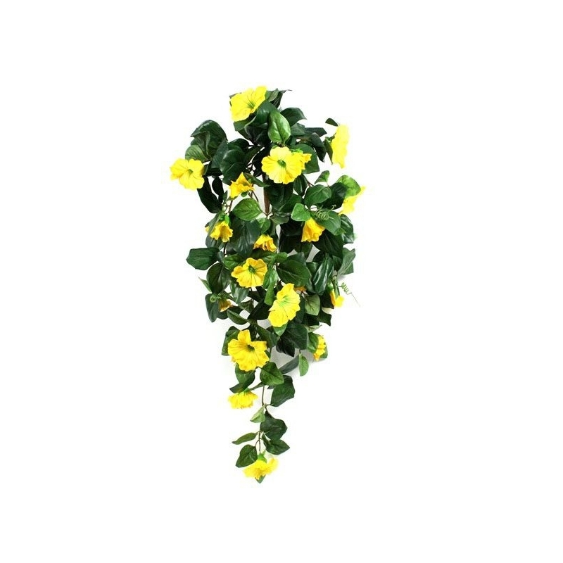 Petunia deluxe pianta artificiale ricadente 80 cm - giallo