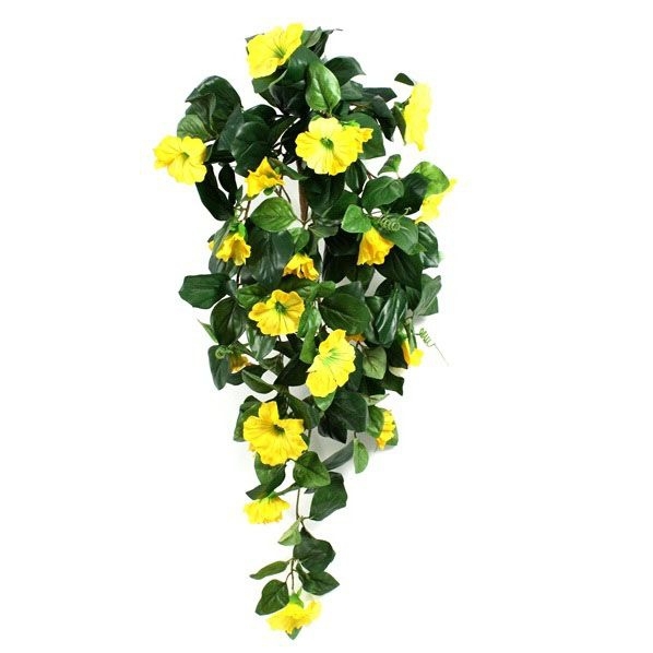 Petunia deluxe pianta artificiale ricadente 80 cm - giallo