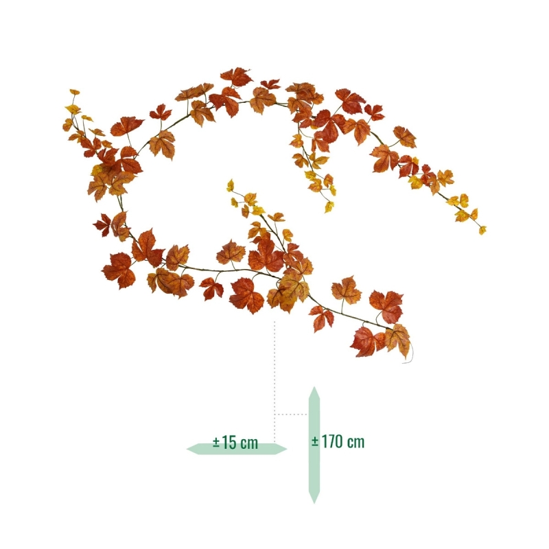 Ghirlanda artificiale di aceri 180cm autunno arancio