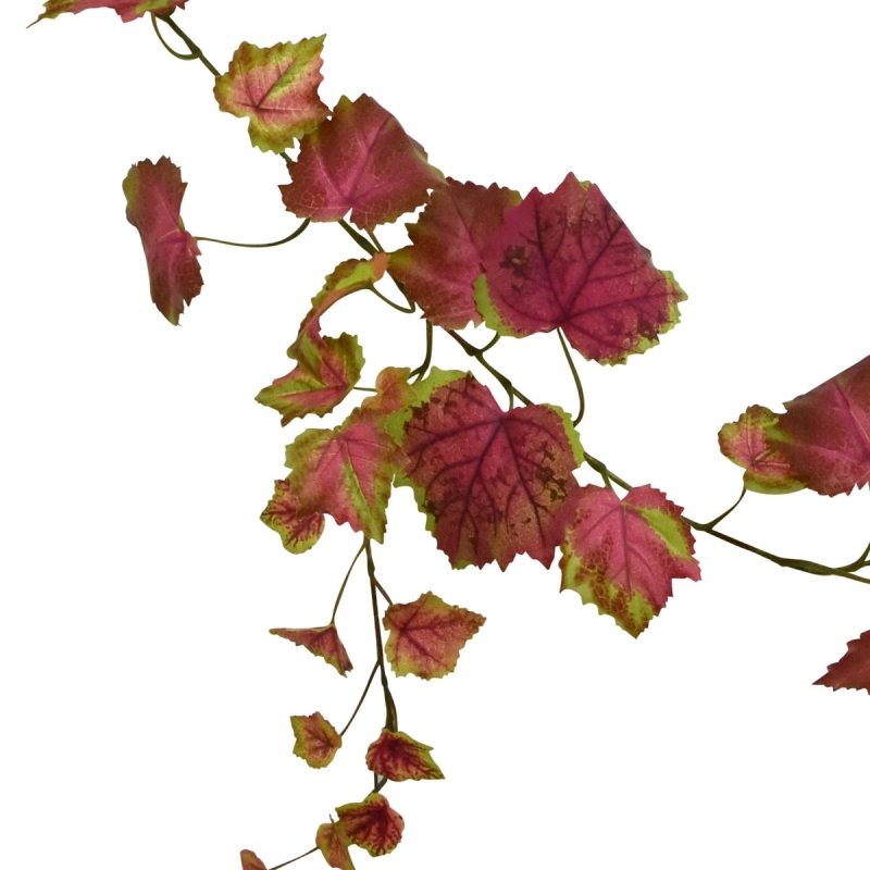 Ghirlanda artificiale di foglie d'uva 180 cm rosa