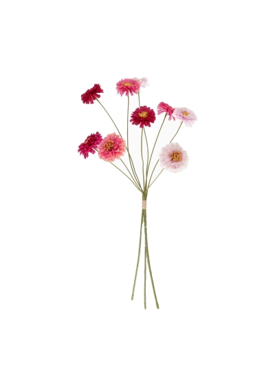 Mazzo di zinnie artificiali rosa mix 60 cm