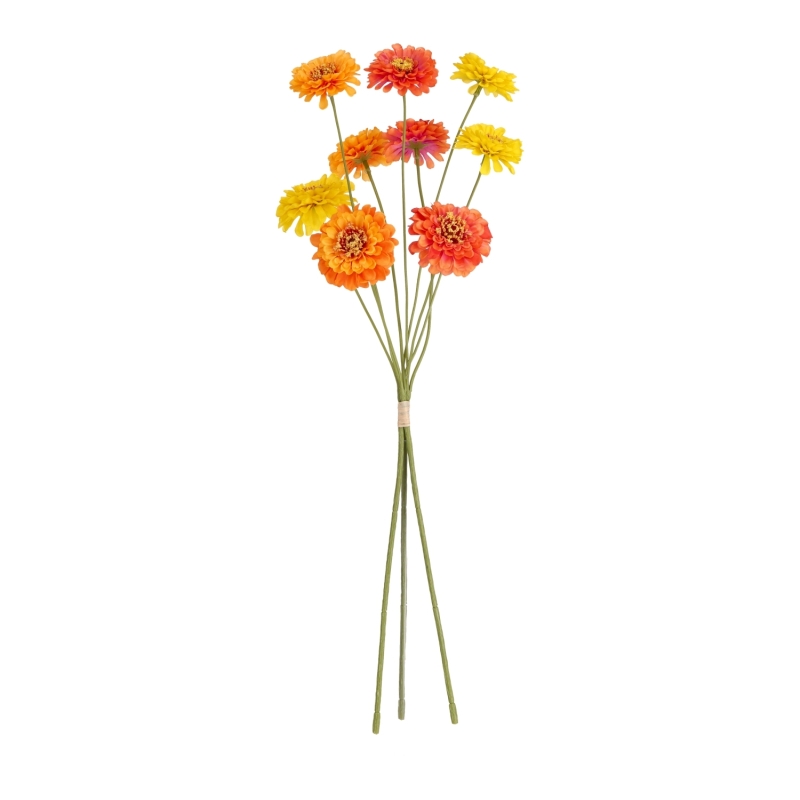 Mazzo di zinnie artificiali arancione mix 60 cm