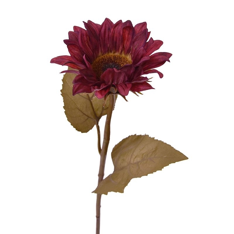 Ramo artificiale di girasole M 65 cm bordeaux