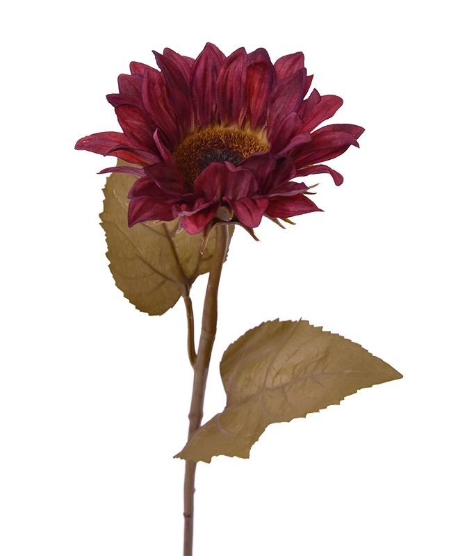 Ramo artificiale di girasole M 65 cm bordeaux