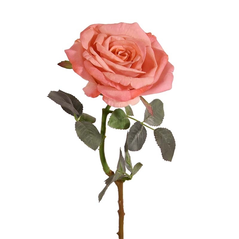 Ramo di rosa artificiale Elizabeth RT 65 cm salmone