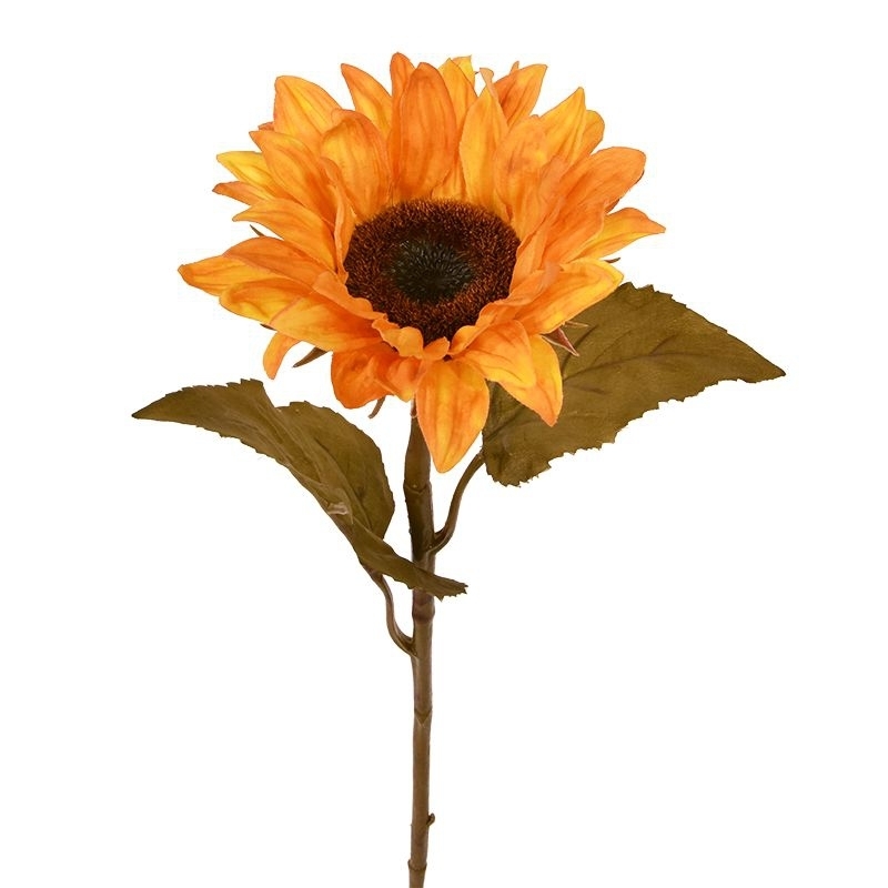 Ramo artificiale di girasole M 65 cm arancione