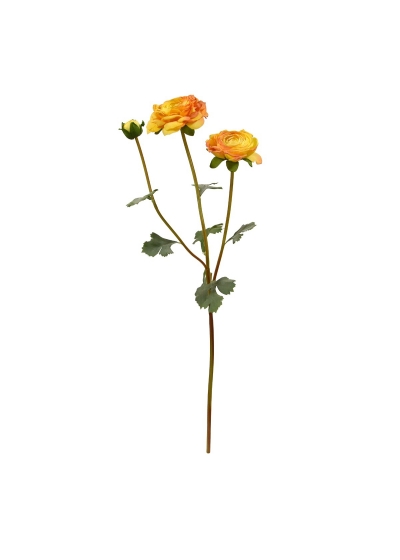 Ramo artificiale di Ranunculus 60 cm giallo-arancio