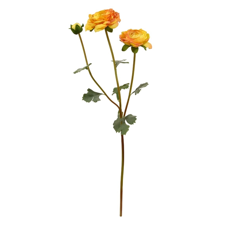 Ramo artificiale di Ranunculus 60 cm giallo-arancio