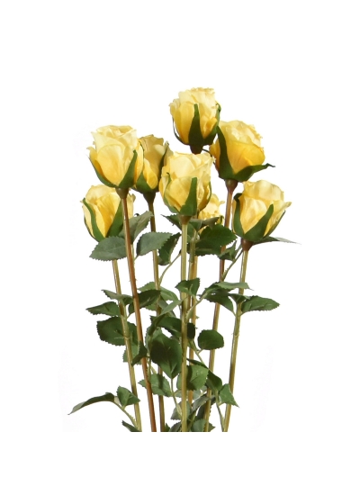 Pacchetto di rose artificiali x8 70 cm giallo