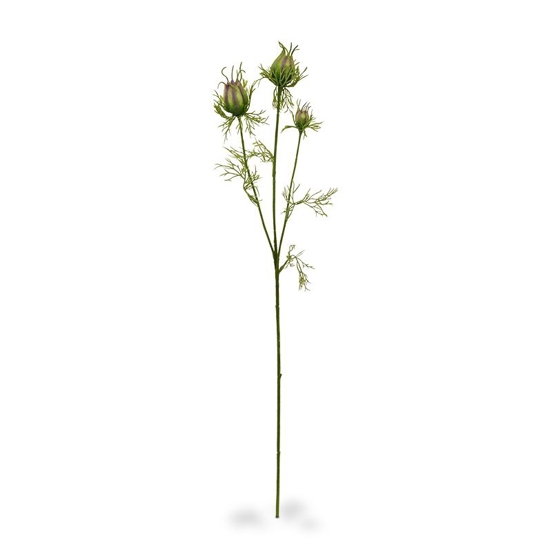 Nigella bud ramo artificiale 55 cm verde-viola