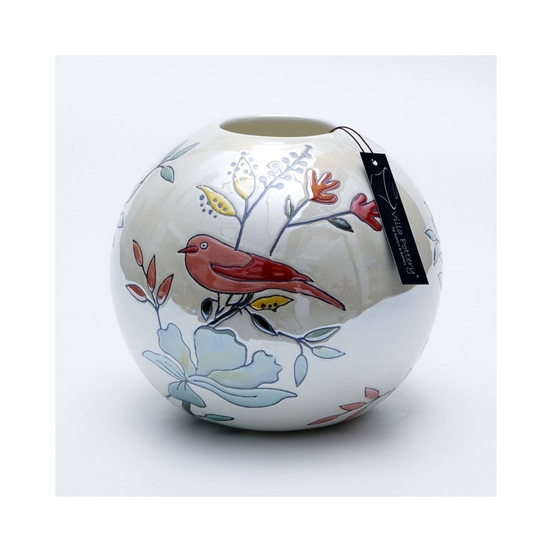 Vaso Magic Ball Uccelli 20x20x19cm bianco perla