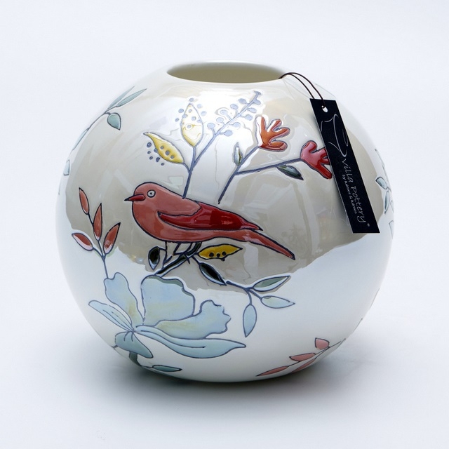 Vaso Magic Ball Uccelli 20x20x19cm bianco perla