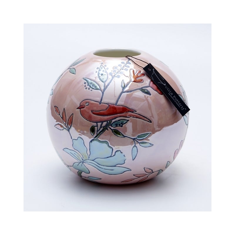 Vaso Magic Ball Uccelli 20x20x19cm rosa tenue