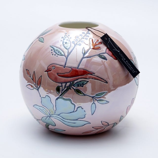 Vaso Magic Ball Uccelli 20x20x19cm rosa tenue