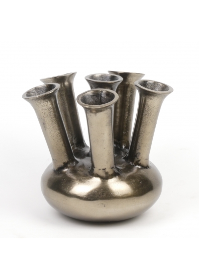 Vaso con beccuccio in alluminio nichel antico 20 cm